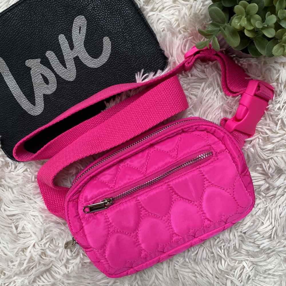 🎉3X HP🎉 Wild Fable Heart Pattern Belt Bag NWOT 💗 Pink